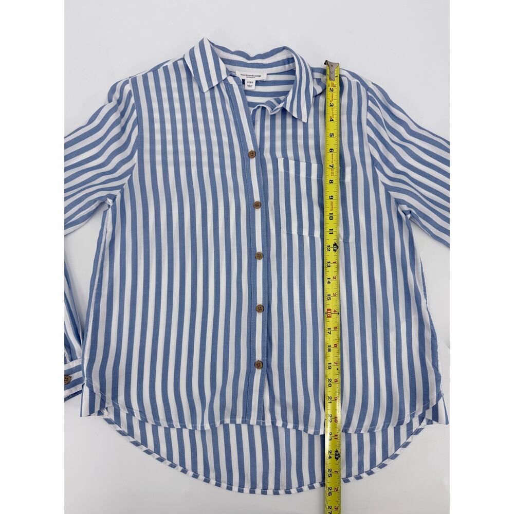 Beachlunchlounge Candace Stripe Button Up Shirt Coastal Beachy Small Blue White - Picture 7 of 8